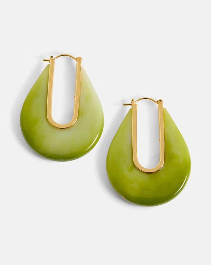 Veronica Beard Resin Drop Hoop Earring - Light Pistachio
