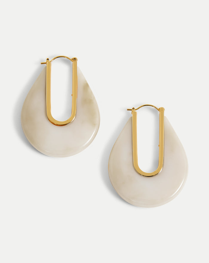 Veronica Beard Resin Drop Hoop Earring - Ivory