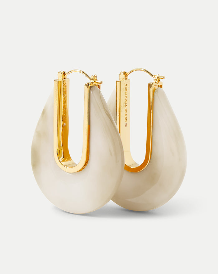 Veronica Beard Resin Drop Hoop Earring - Ivory