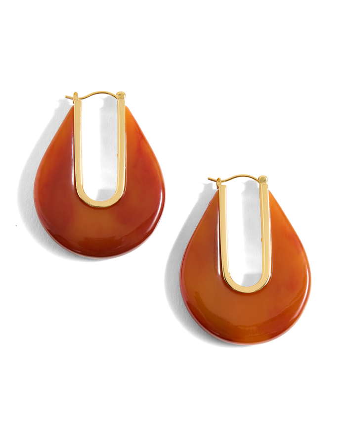 Veronica Beard Resin Drop Hoop Earring Rust