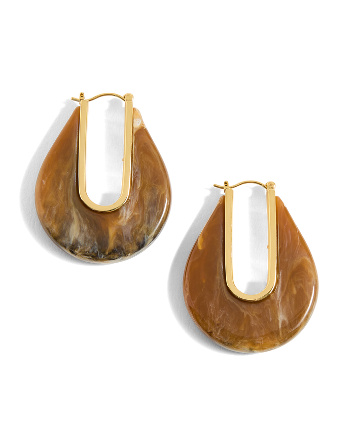 Veronica Beard Resin Drop Hoop Earring Caramel Multi