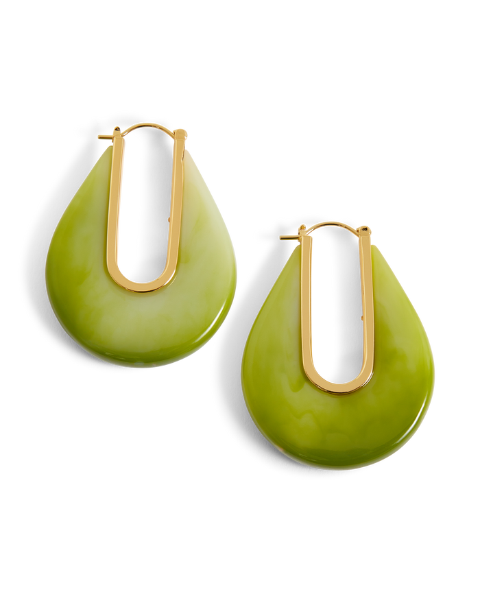 Veronica Beard Resin Drop Hoop Earring Light Pistachio