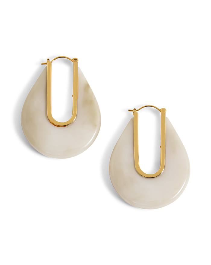 Veronica Beard Resin Drop Hoop Earring Ivory