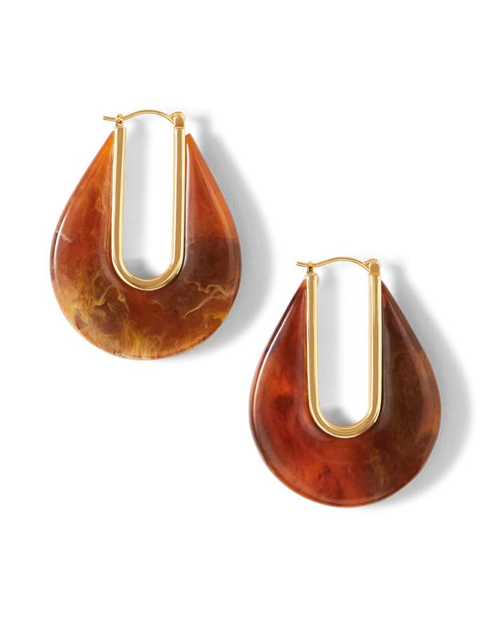 Veronica Beard Resin Drop Hoop Earrings Tortoise