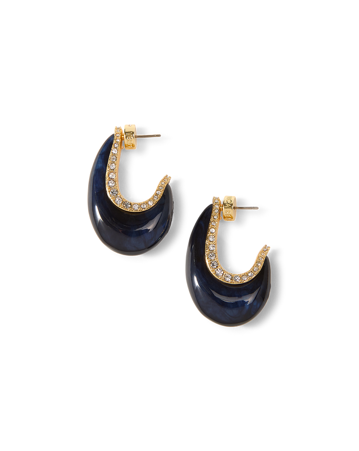Veronica Beard Resin J-Hoop Earring Navy