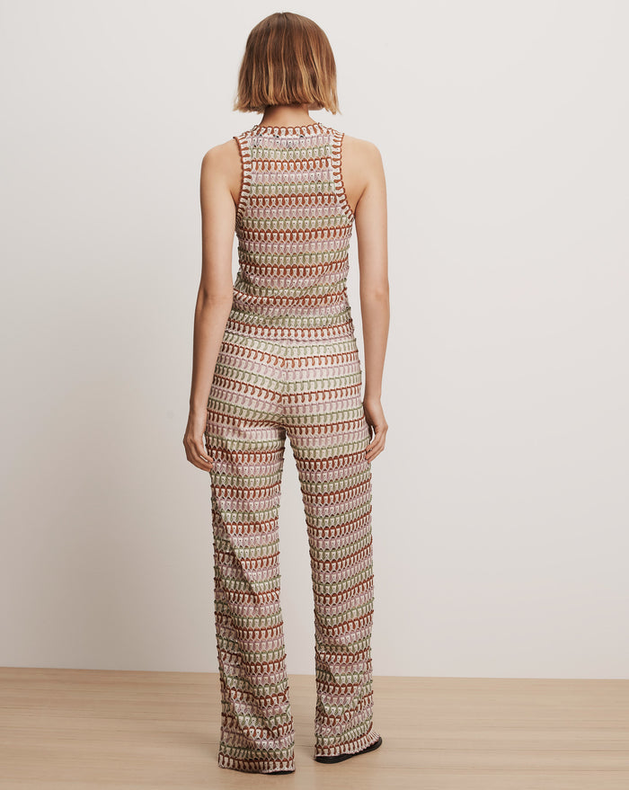 Veronica Beard Rhett Crochet Tank Top - Deep Ochre Dove Multi