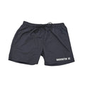 Black shorts with 'Washington DC' design on a white background