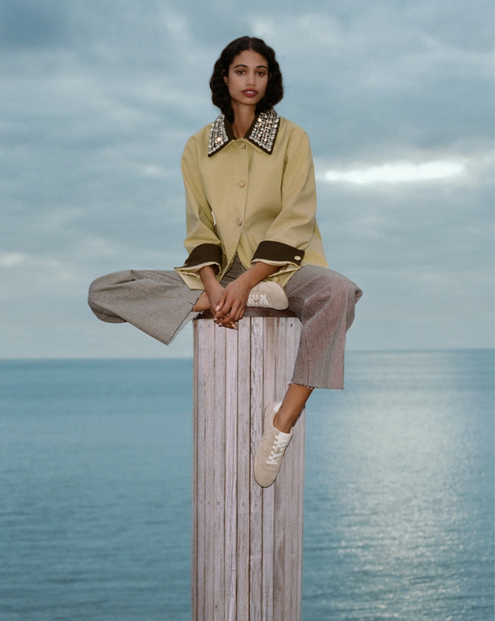 Veronica Beard Riviera Suede Sneaker - Sand/Lily
