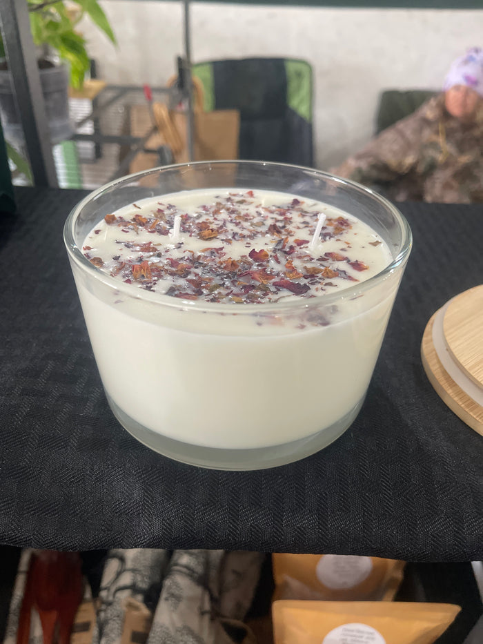 Rose, Jasmine, and Cedar oil candle