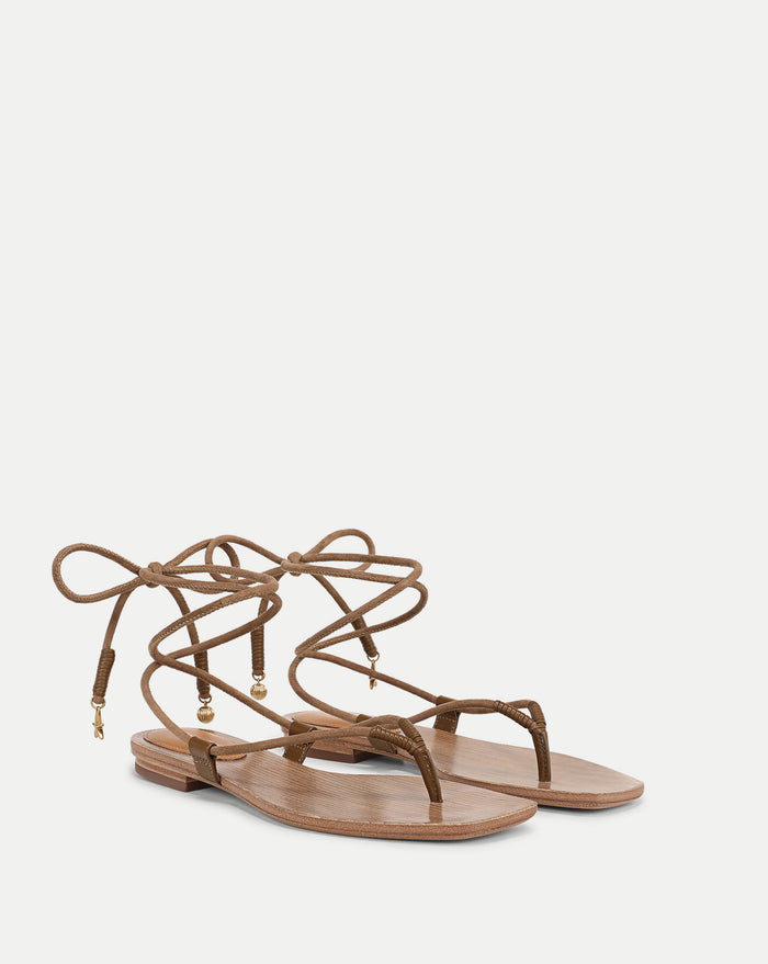 Veronica Beard Rosetta Wrap Sandal - Chestnut