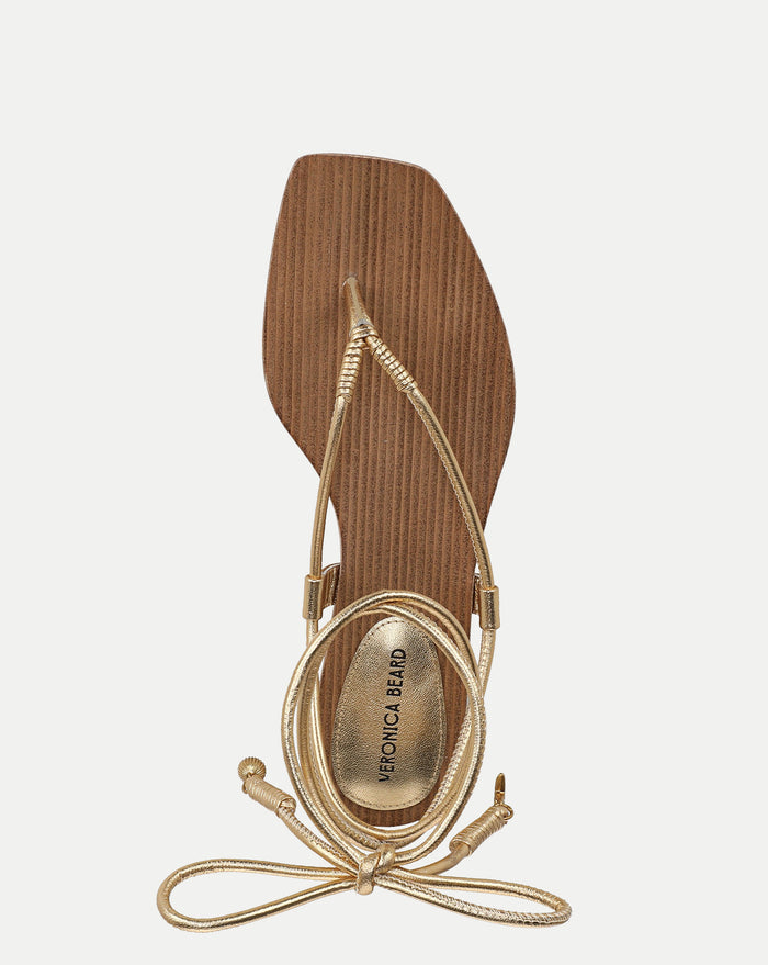 Veronica Beard Rosetta Wrap Sandal - Pale Gold