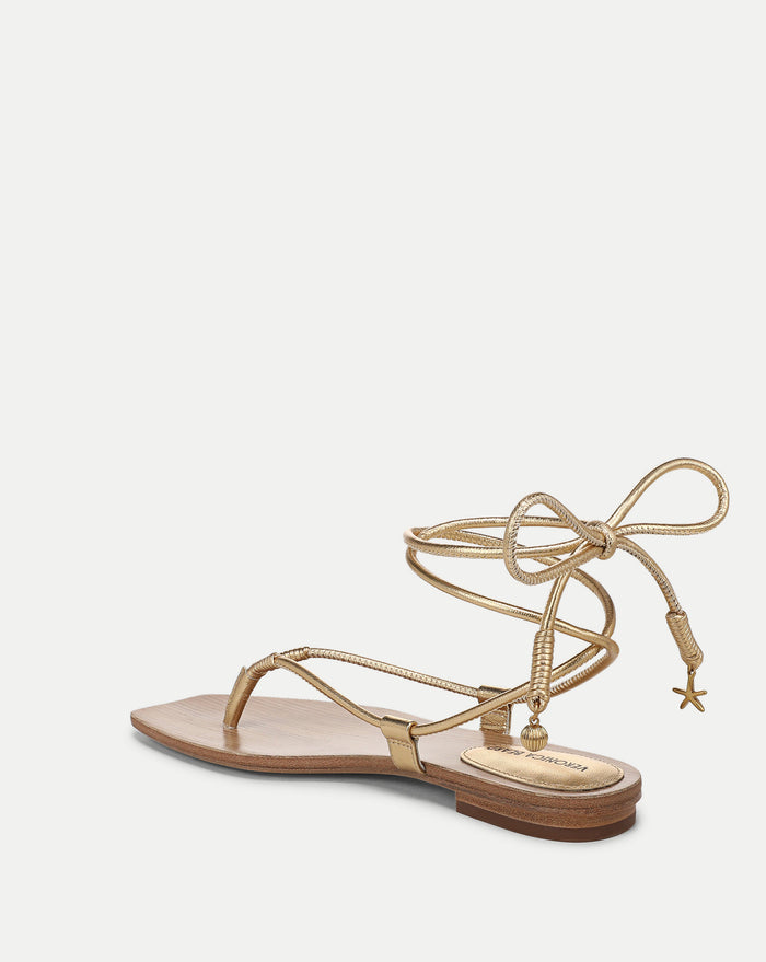 Veronica Beard Rosetta Wrap Sandal - Pale Gold