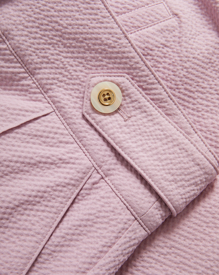 Veronica Beard Pink seersucker jacket with a cream button and
