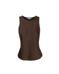 Veronica Beard Brown satin sleeveless round-neck top.