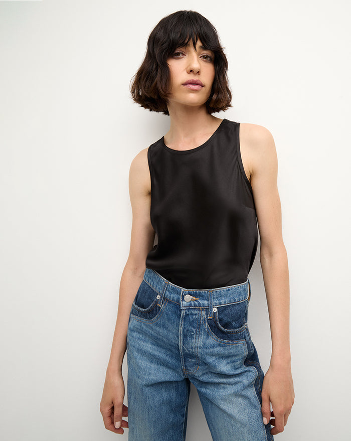 Veronica Beard Sabrina Stretch-Silk Tank - Black