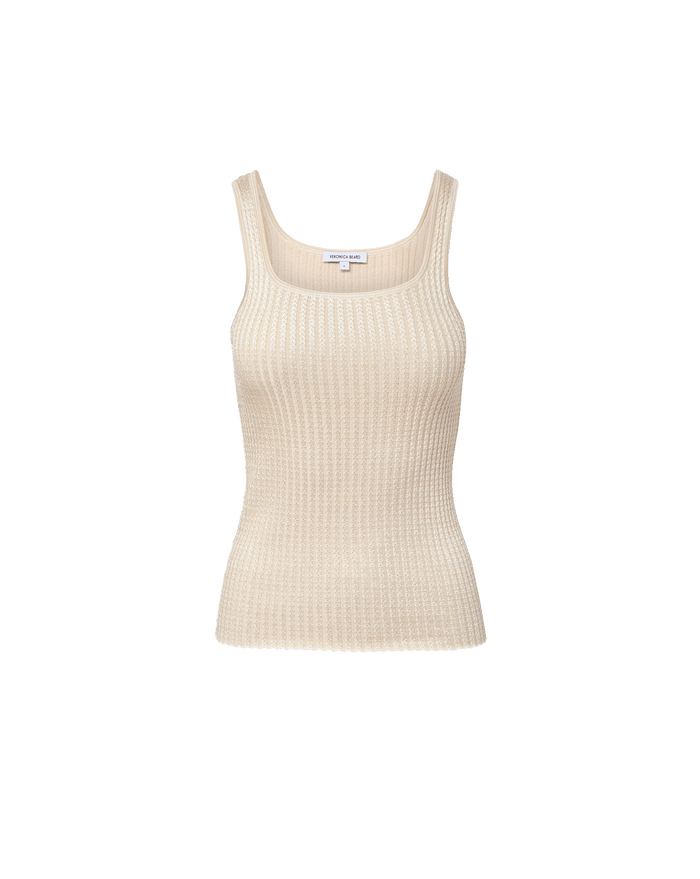 Veronica Beard Sandra Knit Tank Top - Off-White/Stone Khaki