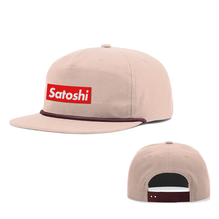 Snapback Rope Flatbill / Peach and Maroon / One Size