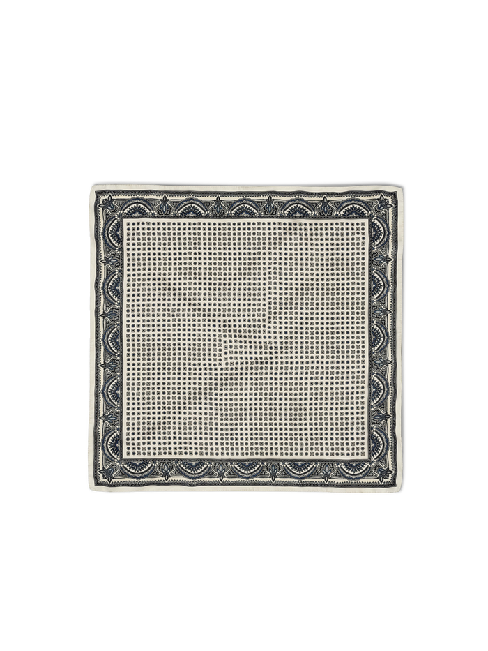 Veronica Beard White and black patterned silk pocket square