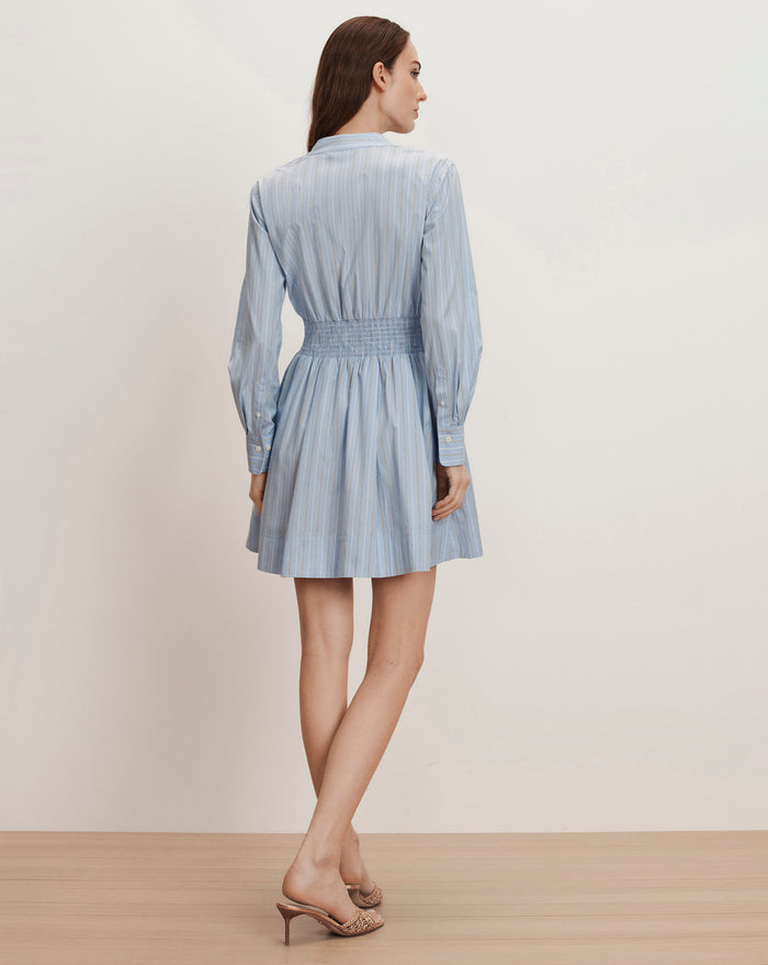 Veronica Beard Schor Mini Shirtdress - Ice Blue Multi