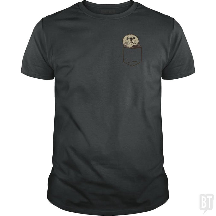 SunFrog-Busted CT486 Classic Guys / Unisex Tee / Dark Heather / S Sea Otter Pocket Animal Shirt Otter Lover Christma