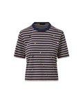Veronica Beard Navy and white striped t-shirt with embellishments