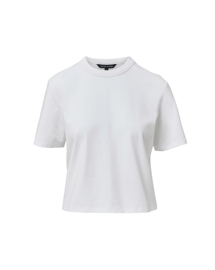 Veronica Beard White cotton crewneck t-shirt with short sleeves.