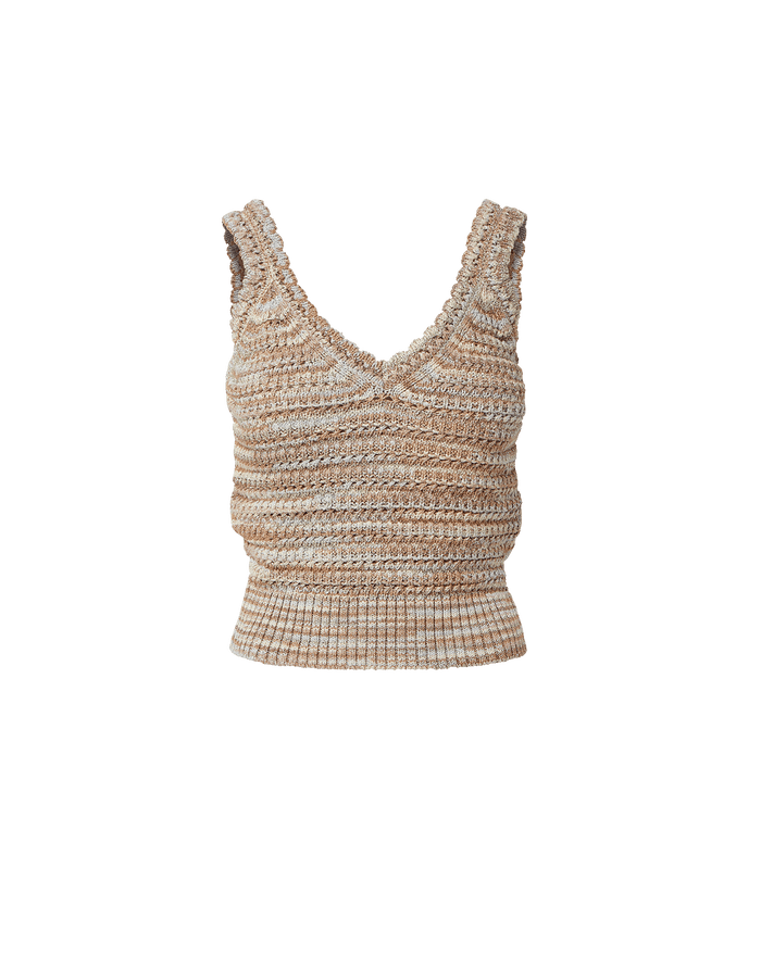 Veronica Beard Selwyn Knit Tank Top - Beige Multi