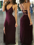 Sexy V Neck Split Side Prom Dresses for Women
