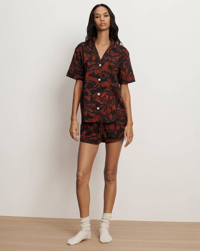 Veronica Beard Short-Sleeve Cotton Pajama Set - Black/Red