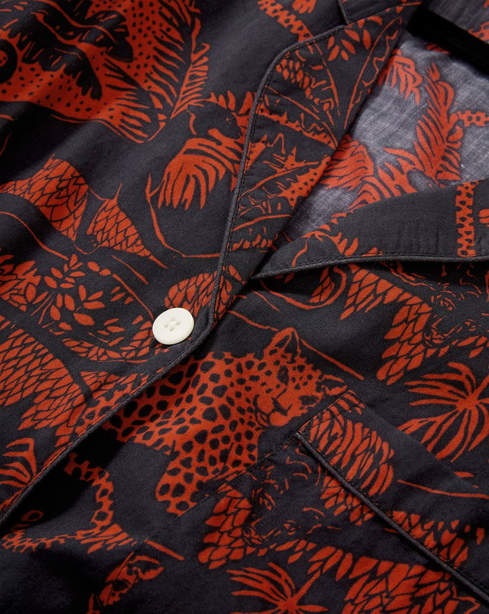 Veronica Beard Short-Sleeve Cotton Pajama Set - Black/Red