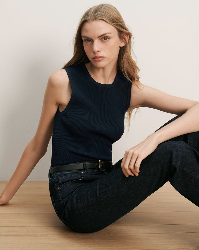 Veronica Beard Sid Crewneck Top - Navy