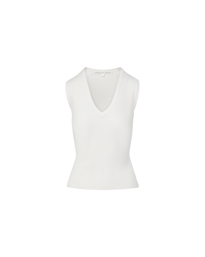 Veronica Beard Sid Knit Tank Top Off-White