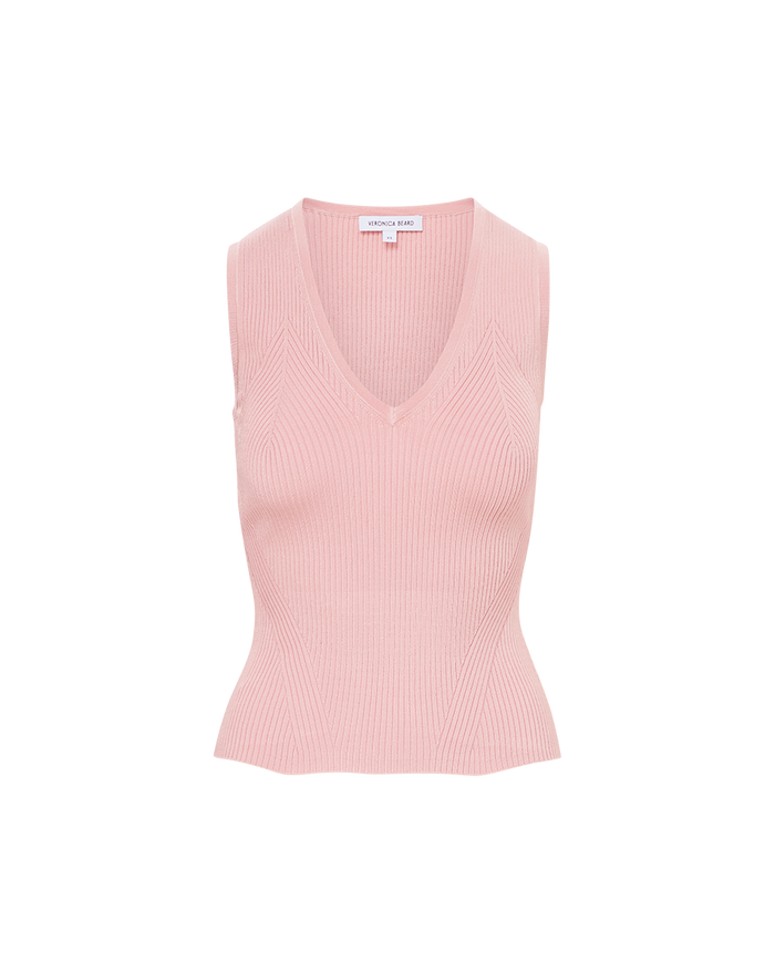 Veronica Beard Sid Knit Tank Top Pink Clay