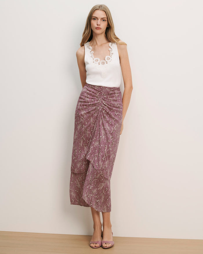 Veronica Beard Sira Floral Midi Skirt - Orchid Haze Multi