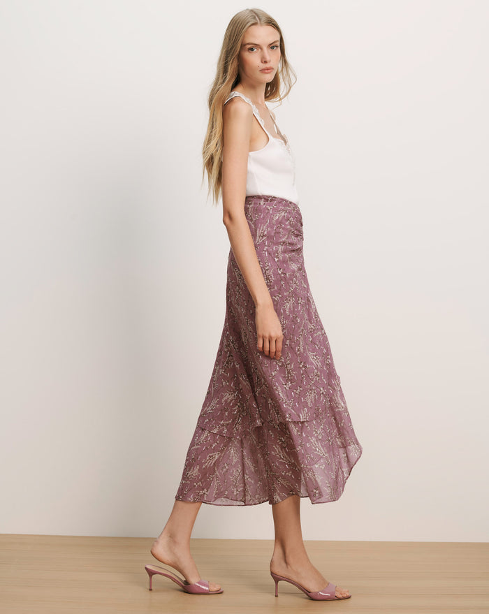 Veronica Beard Sira Floral Midi Skirt - Orchid Haze Multi