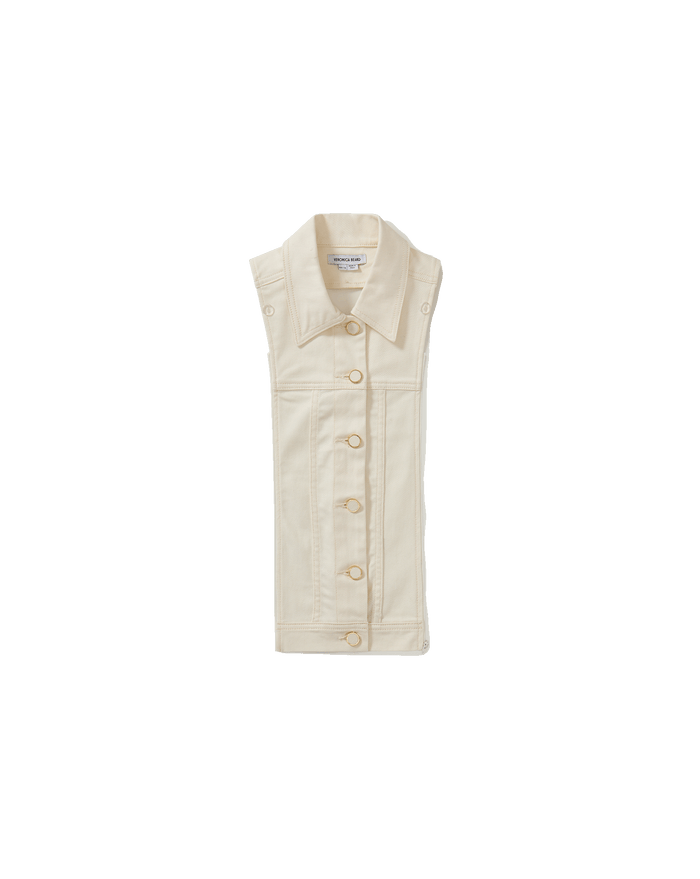 Veronica Beard Slate Cotton Twill Dickey Dove White