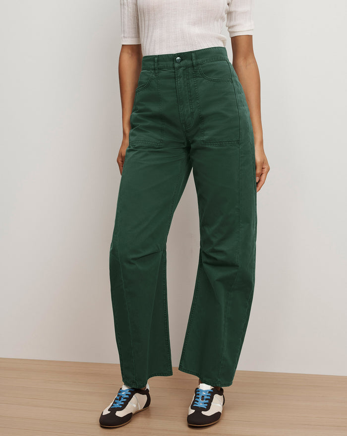 Veronica Beard Sloan Barrel Pant - Dark Hunter Green