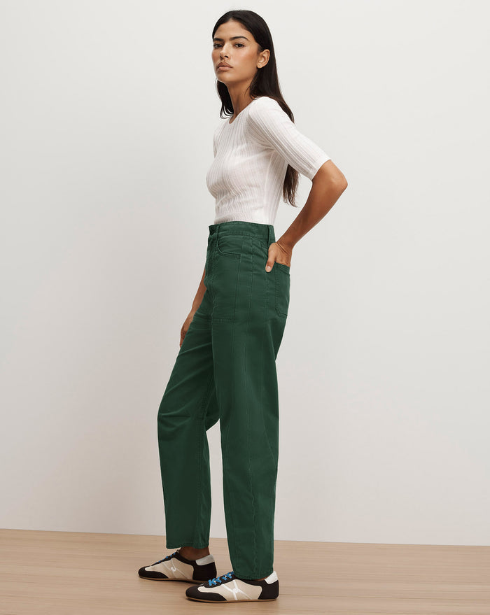 Veronica Beard Sloan Barrel Pant - Dark Hunter Green
