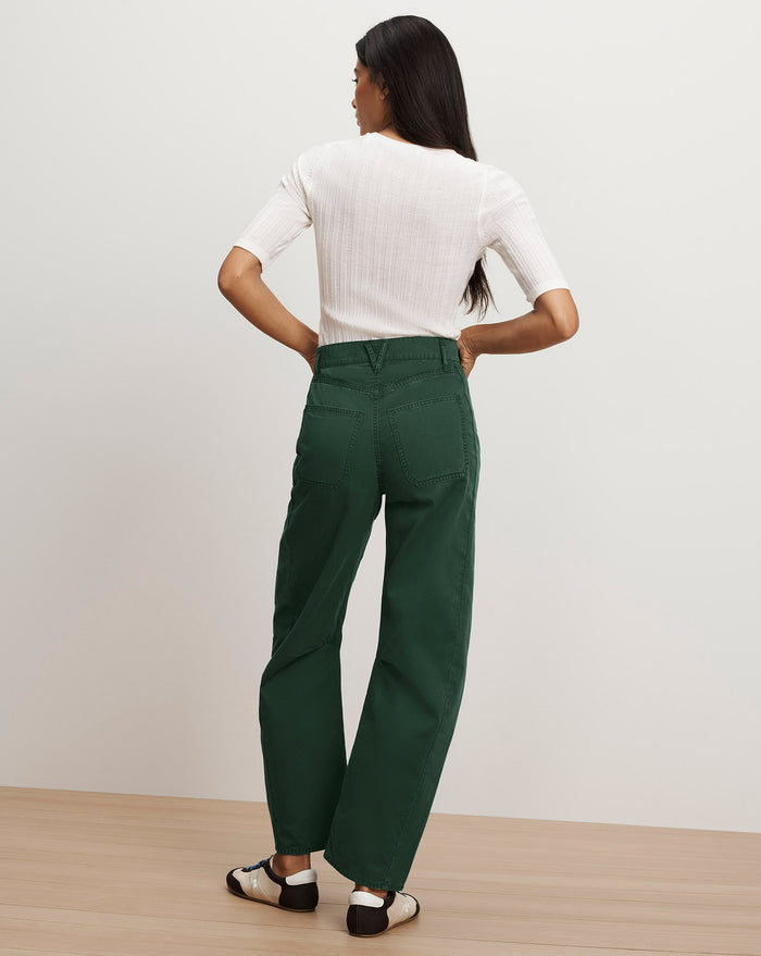 Veronica Beard Sloan Barrel Pant - Dark Hunter Green