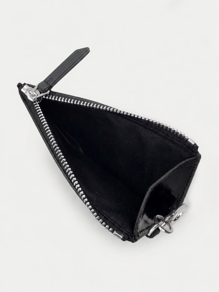Veronica Beard Black patent leather zip-around wallet.