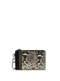 Veronica Beard Snakeskin print card holder with key ring.