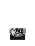 Veronica Beard Black and white snakeskin print wallet with a silver snap closure.