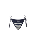 Veronica Beard Navy blue bikini bottom with white horizontal stripes and side ties.