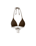 Veronica Beard Brown triangle bikini top with halter and back ties.