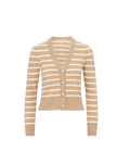 Veronica Beard Solene Striped Cashmere Cardigan - Sand/Ivory