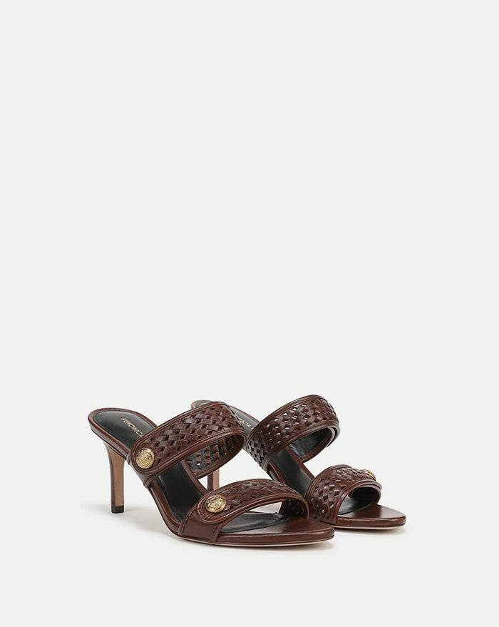 Veronica Beard Sona Woven Heeled Sandal - Chocolate