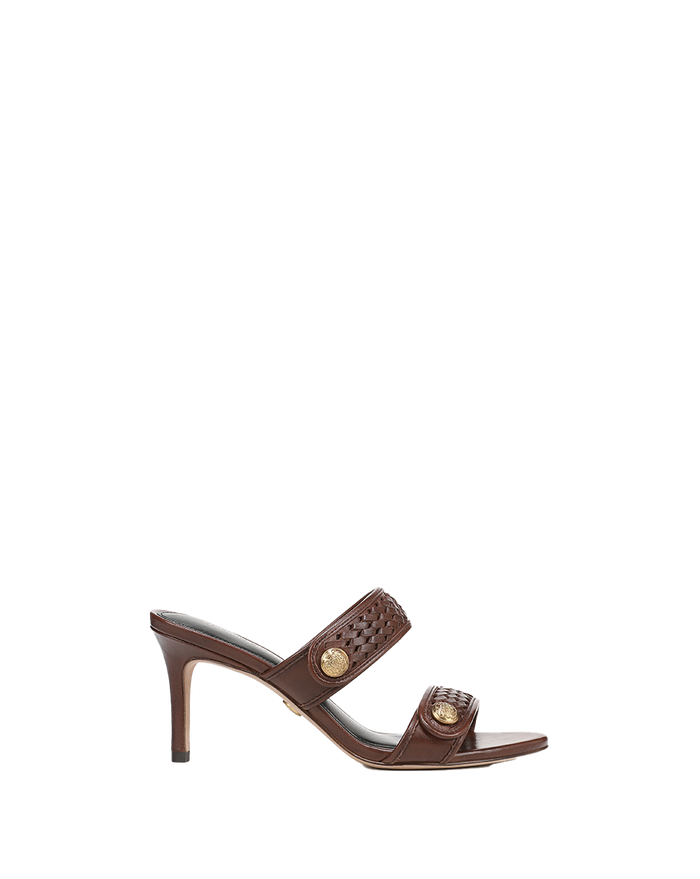 Veronica Beard Sona Woven Heeled Sandal - Chocolate