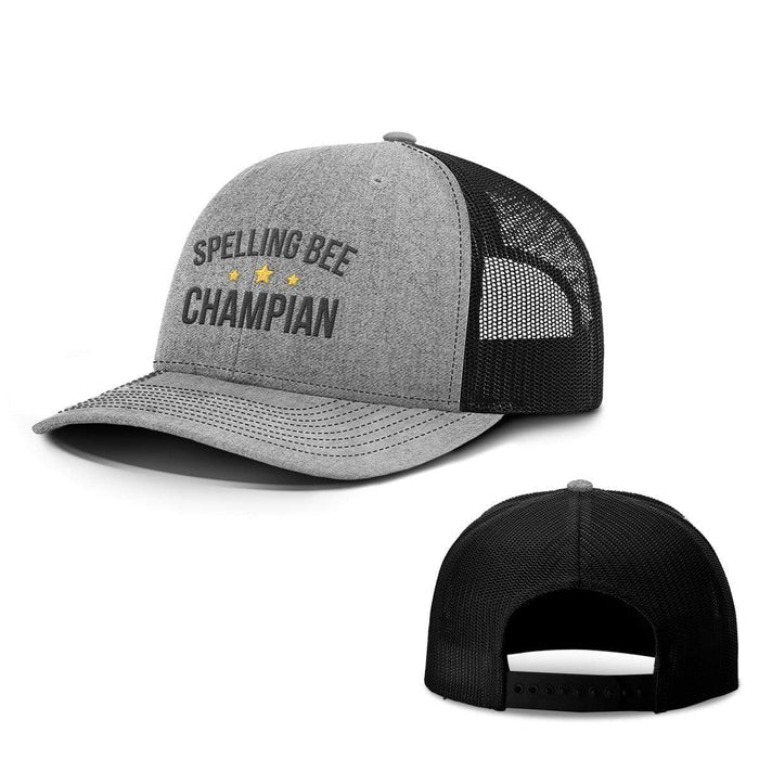BustedTees.com Snapback / Heather and Black / One Size Spelling Bee Champion Hats