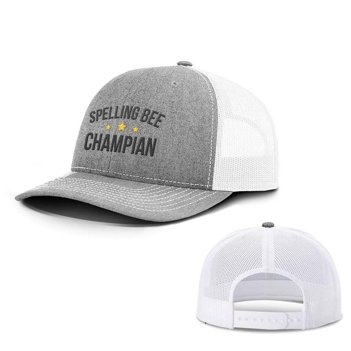 BustedTees.com Snapback / Heather and White / One Size Spelling Bee Champion Hats