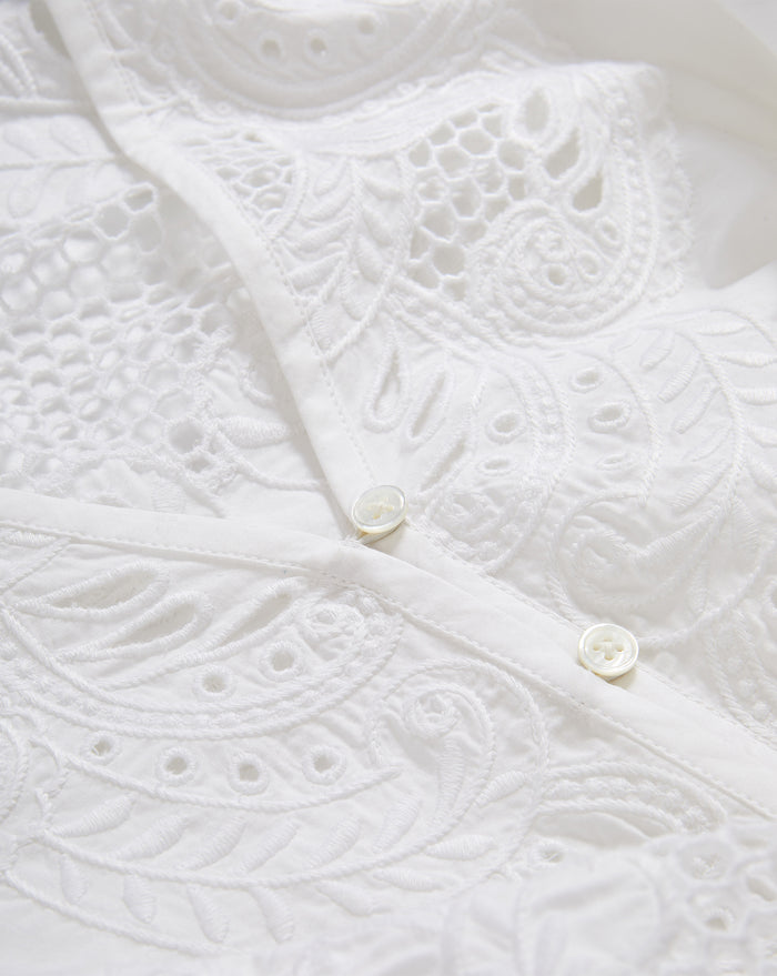 Veronica Beard Suniva Embroidered Shirt - White